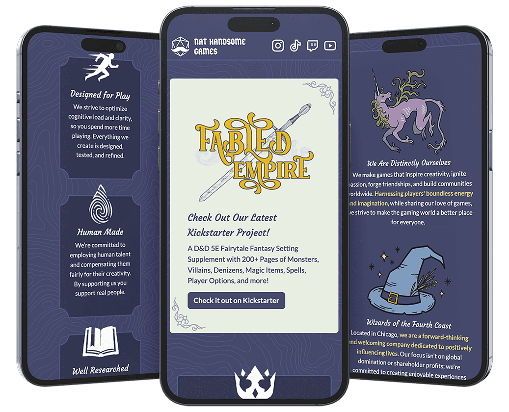 Nat Handsome Games brand website