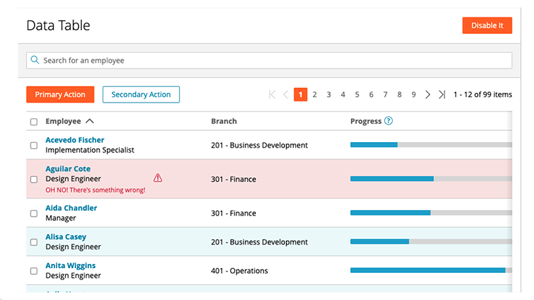 Paylocity Design System Table Components
